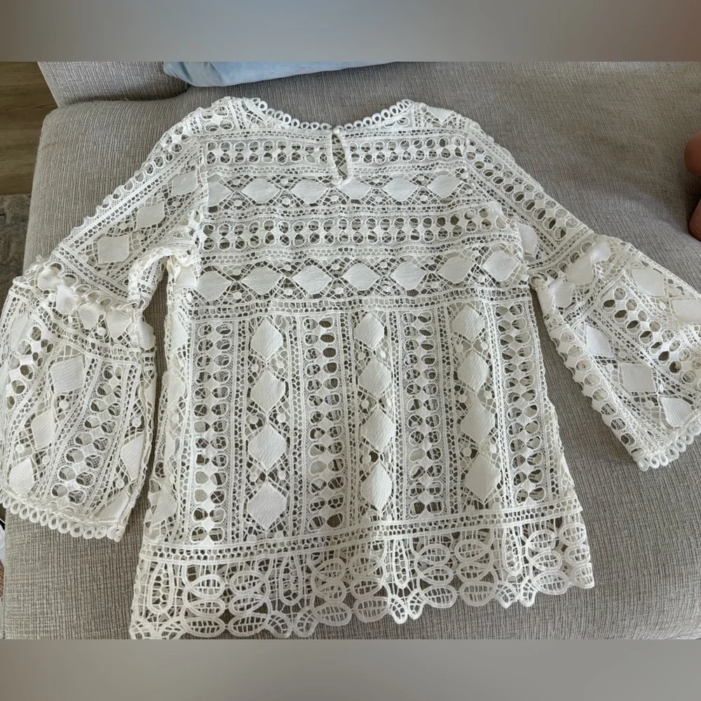 Ellison White Embellished 3/4 Sleeve Blouse - Picture 3 of 4